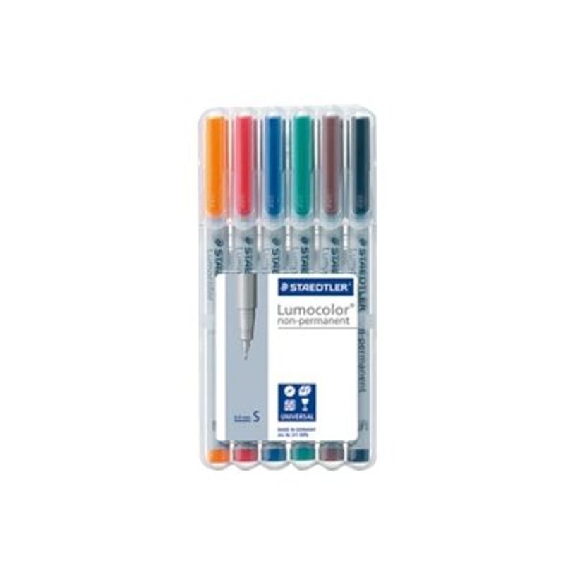 4007817307779-STAEDTLER Lumocolor 311 - 6 Marqueurs ogive effaçable - couleurs assorties - 0.4 mm-P_3116_1-0