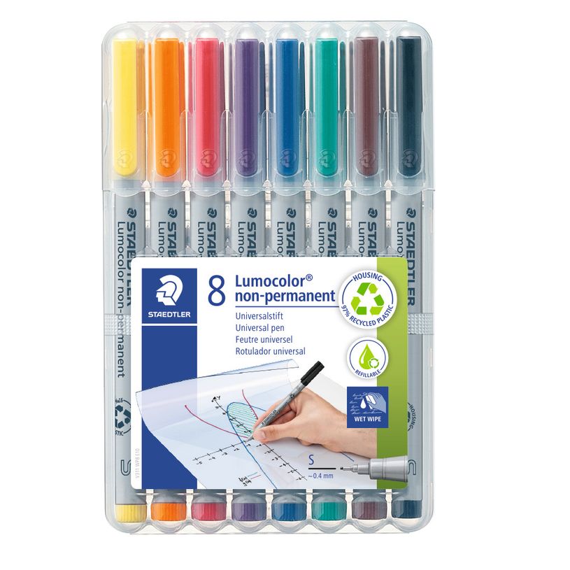 4007817307830-STAEDTLER LUMOCOLOR 311 - Pack de 8 marqueurs effaçables - pointe ogive - couleurs assorties-P_3118_2-0