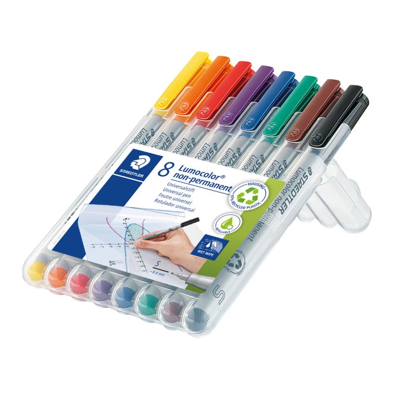 4007817307830-STAEDTLER LUMOCOLOR 311 - Pack de 8 marqueurs effaçables - pointe ogive - couleurs assorties-P_3118_3-1