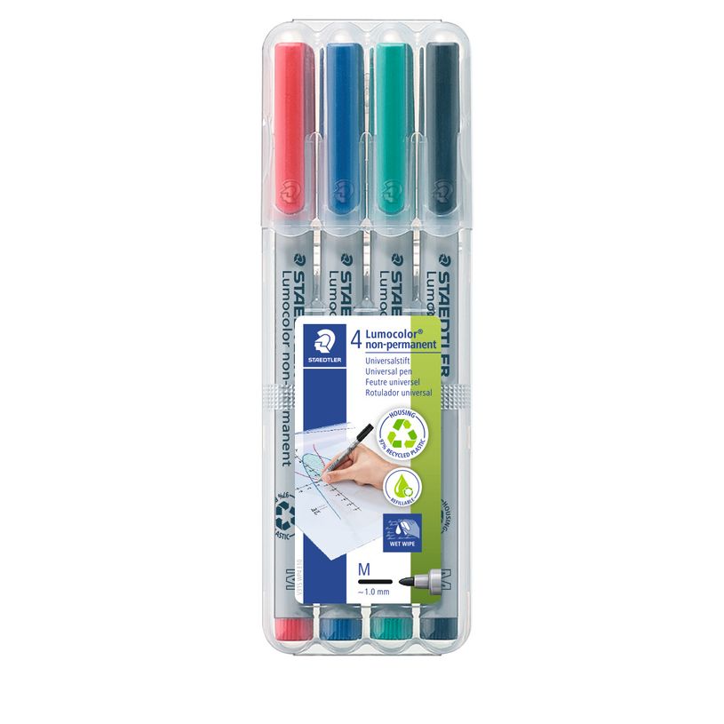 4007817309278-STAEDTLER LUMOCOLOR 315 - Pack de 4 marqueurs non permanents - pointe moyenne - couleurs assort-P_3154_3-0