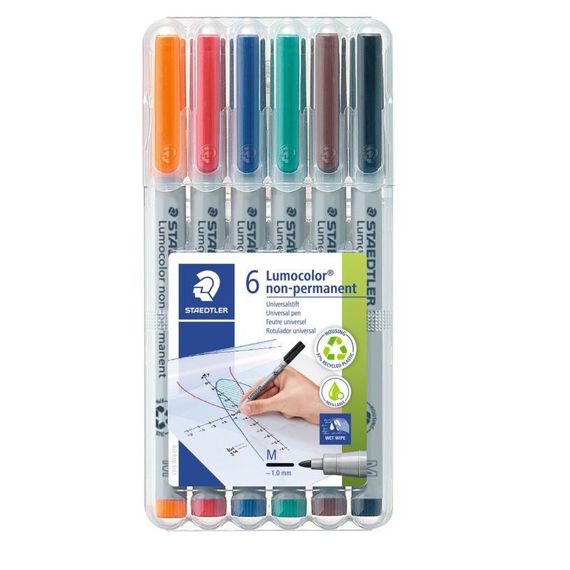 4007817309308-STAEDTLER LUMOCOLOR 315 - Pack de 6 marqueurs non permanents - pointe moyenne - couleurs assort-P_3156_1-0