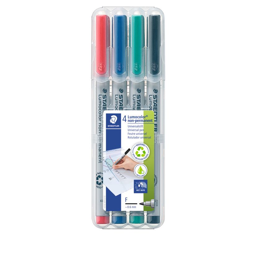 4007817304549-STAEDTLER LUMOCOLOR 316 - Pack de 4 marqueurs non permanents - pointe fine - couleurs assorties-P_3164_3-0