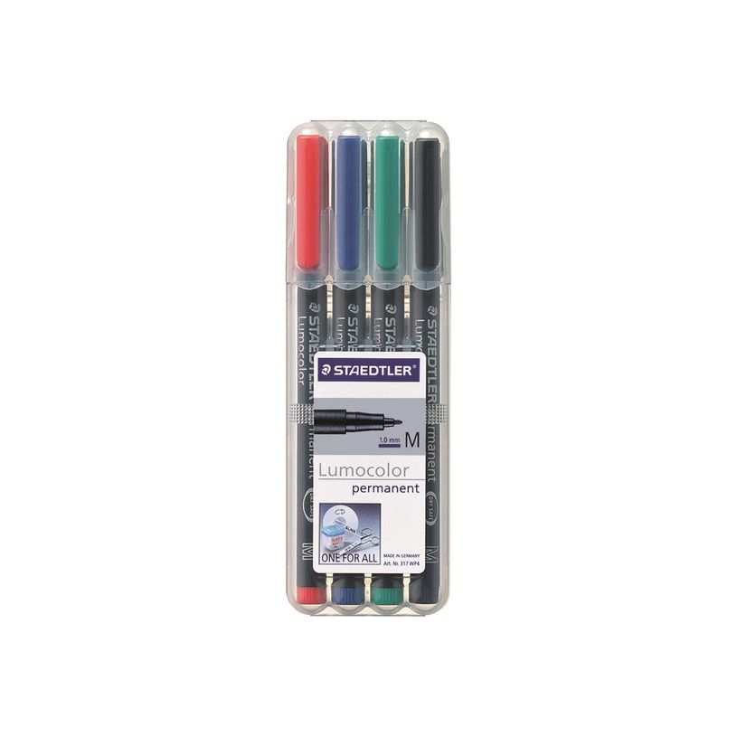 4007817310380-STAEDTLER LUMOCOLOR 317 - Pack de 4 marqueurs permanents - pointe moyenne - couleurs assorties-P_3174_1-4