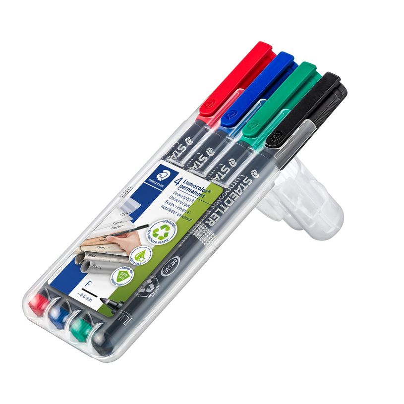 4007817310809-STAEDTLER LUMOCOLOR 318 - Pack de 4 marqueurs permanents - pointe fine - couleurs assorties-P_3184_2-1