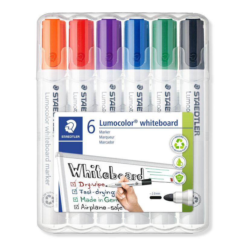 4007817328941-STAEDTLER LUMOCOLOR 351 - Pack de 6 marqueurs effaçables - pointe ogive - couleurs assorties-P_3516_1-0