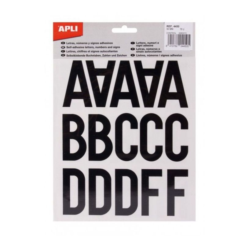8410782044505-APLI kids - Adhésif décoratif - lettres majuscules, numéros - 5 cm - noir (pack de 76)-P_3863_1-0
