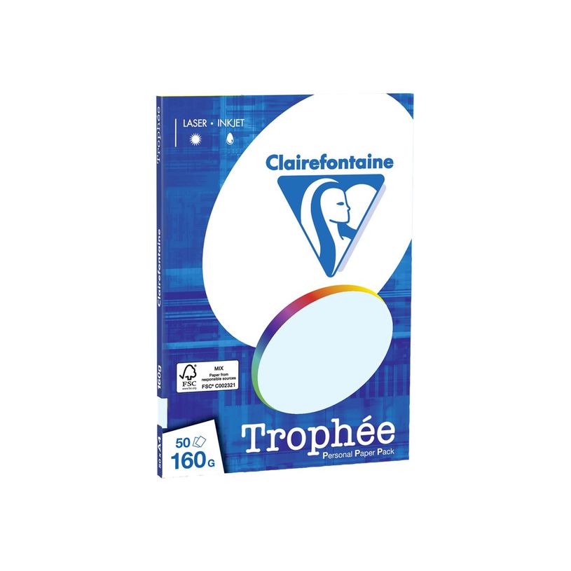 3329680415100-Clairefontaine Trophée - Papier couleur - A4 (210 x 297 mm) - 160 g/m² - Ramette de 50 feuill-P_4151_2-1