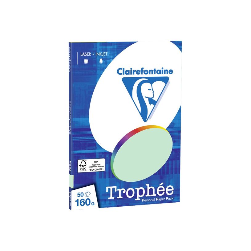 0400000041551-Clairefontaine Trophée - Papier couleur - A4 (210 x 297 mm) - 160 g/m² - Ramette de 50 feuill-P_4155_1-0