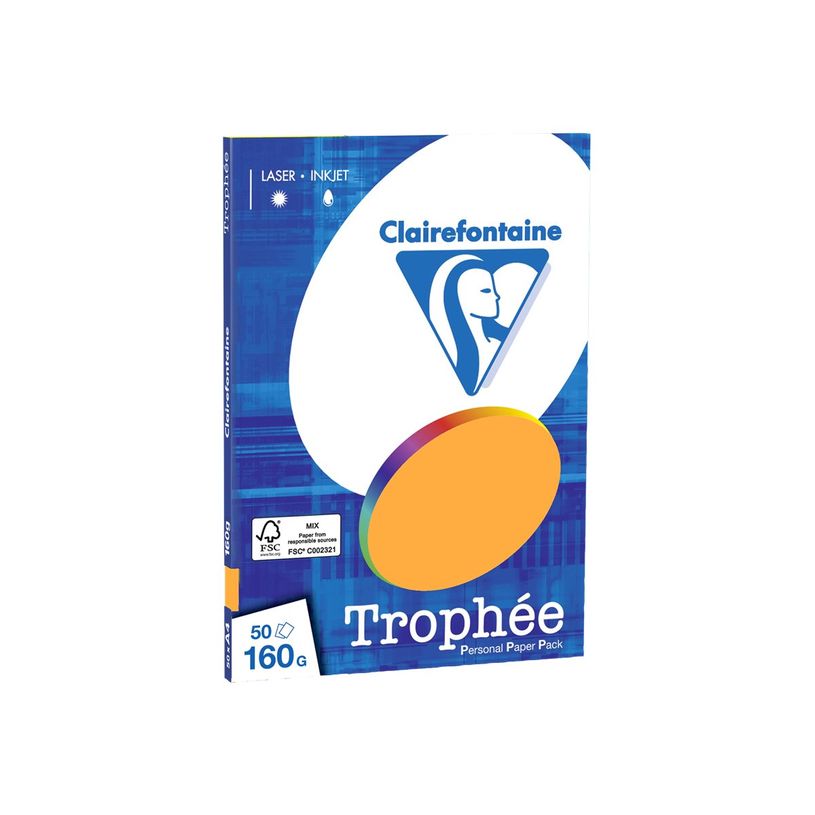 0400000041582-Clairefontaine Trophée - Papier couleur - A4 (210 x 297 mm) - 160 g/m² - Ramette de 50 feuill-P_4158_2-1
