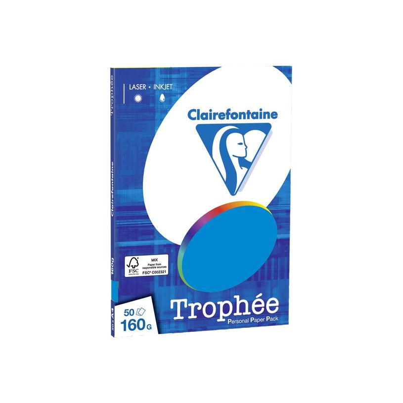 0400000041612-Clairefontaine Trophée - Papier couleur - A4 (210 x 297 mm) - 160 g/m² - Ramette de 50 feuill-P_4161_2-1