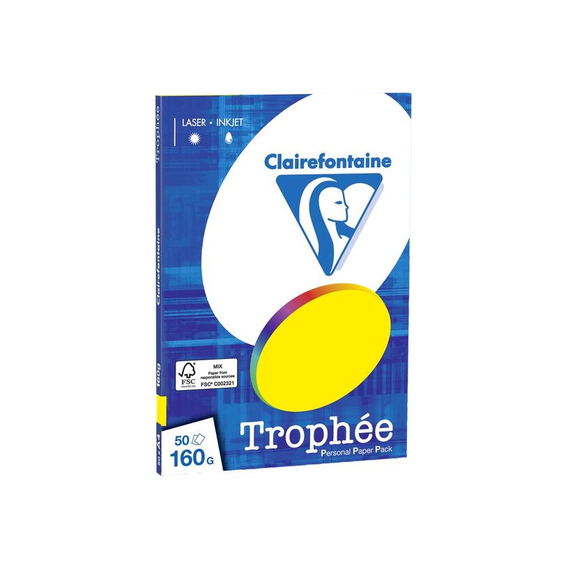 3329680416701-Clairefontaine Trophée - Papier couleur - A4 (210 x 297 mm) - 160 g/m² - Ramette de 50 feuill-P_4167_2-1