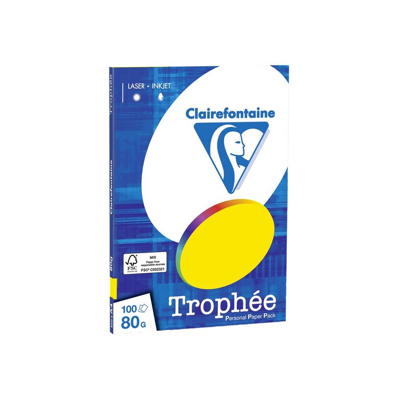 3329680432701-Clairefontaine Trophée - Papier couleur - A3 (297 x 420 mm) - 80 g/m² - 100 feuilles - jaune -P_4327_1-0