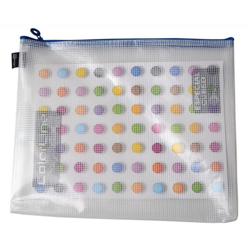 8435258341148-Office Box - Sac - A4 (34.5 x 28 cm) - nylon - transparent, fermeture éclair bleue-P_5236_1-0