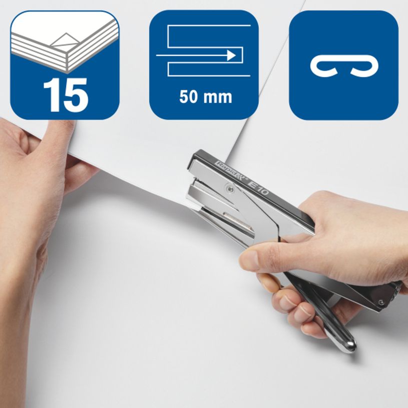 3067335380006-Rapid - Pince Agrafeuse Economy E10 argent - capacité de 15 feuilles - agrafes n°10-P_5380_2-1