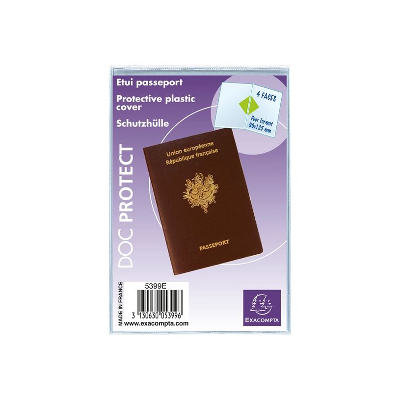 3130630053996-Exacompta - Étui Passeport Transparent – 2 Volets PVC Cristal Lisse 20/100e – Format 90x12-P_5399_1-2