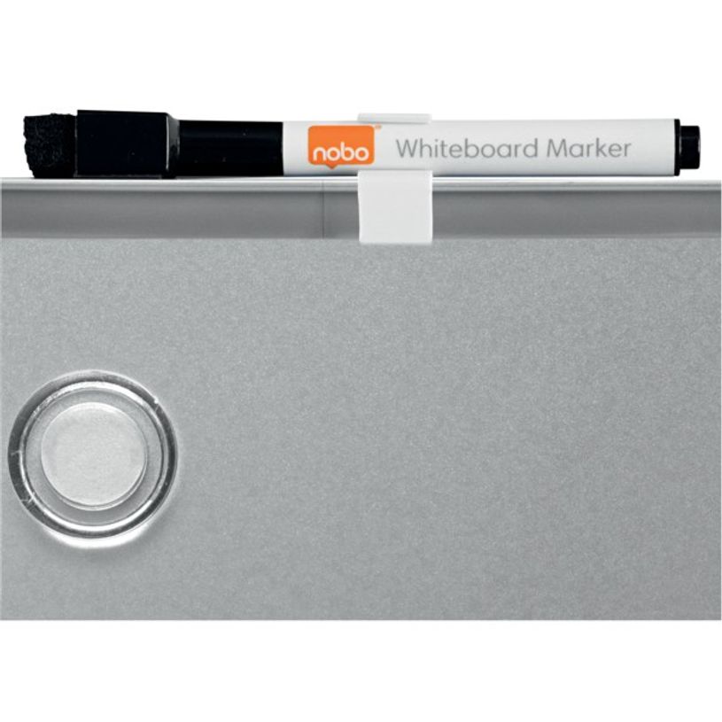 0034138080054-Nobo - Tableau blanc Slimline en acier laqué - 22 x 28 cm - magnétique - cadre gris-P_8005_4-3