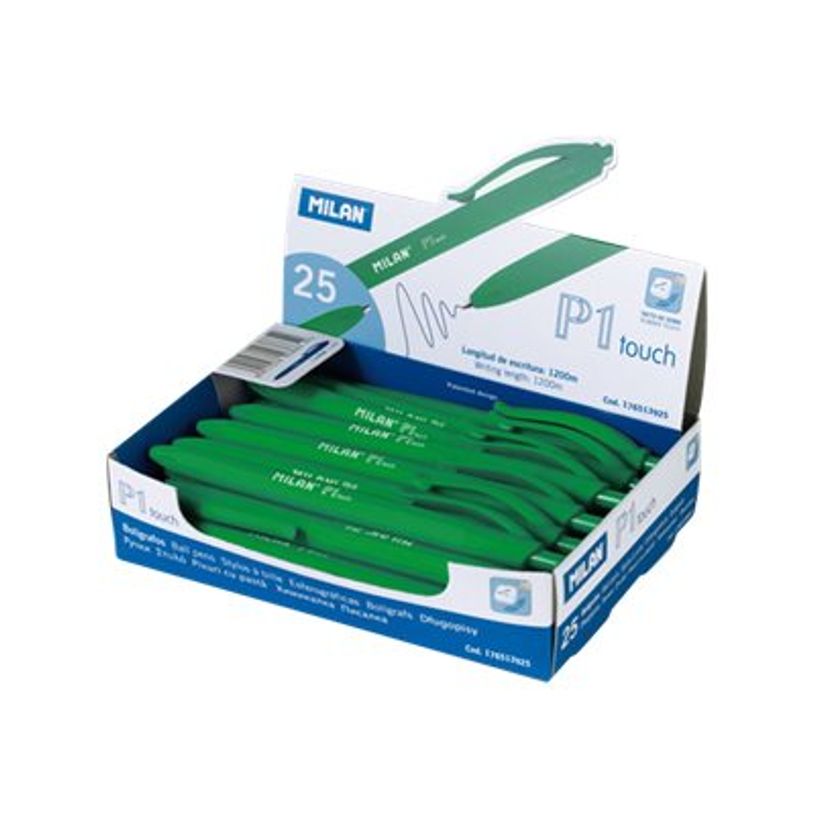 8411574036715-MILAN P1 TOUCH - Stylo à bille - vert - 1 mm - rétractable (pack de 25)-P_8933_2-1