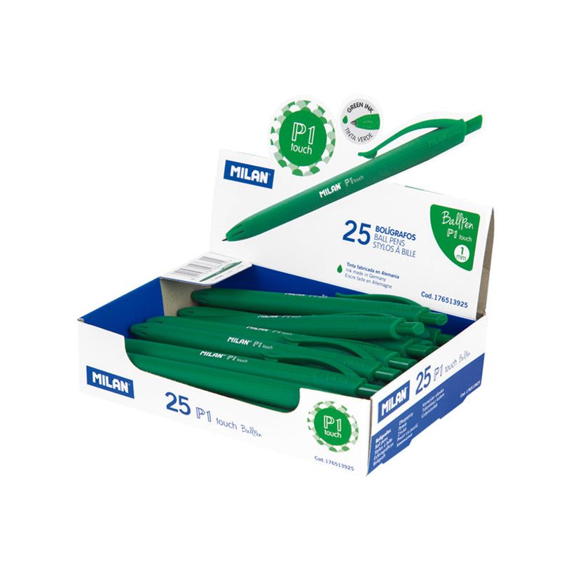 8411574036715-MILAN P1 TOUCH - Stylo à bille - vert - 1 mm - rétractable (pack de 25)-P_8933_3-2