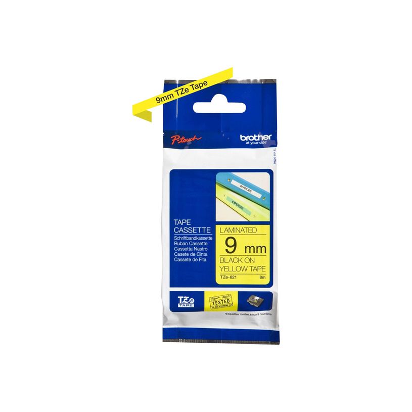 4977766686655-Brother TZe621 - Ruban d'étiquettes auto-adhésives - 1 rouleau (9 mm x 8 m) - fond jaune écr-P_9621_2-2