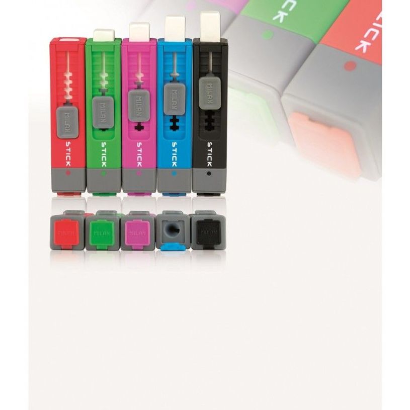8411574030812-MILAN STICK - Gomme/taille-crayon - jaune, violet, vert, rose (pack de 16)-P_9708_7-0