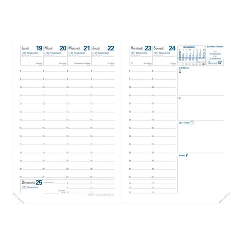 3371010182091-Quo Vadis - Agenda avec répertoire - Affaires - Semainier Planning - Français - Impala - 14 mois de décembre à janvier - 10x15 cm - Papier Clairefontaine blan-P_10736_1-6