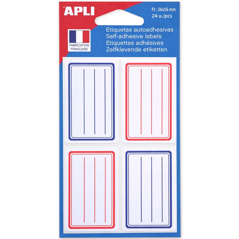 3270240112789-Apli Agipa - 24 Étiquettes scolaires cadre et lignes bleus, rouges - 36 x 56 mm - réf 11278-P_11278_1-0