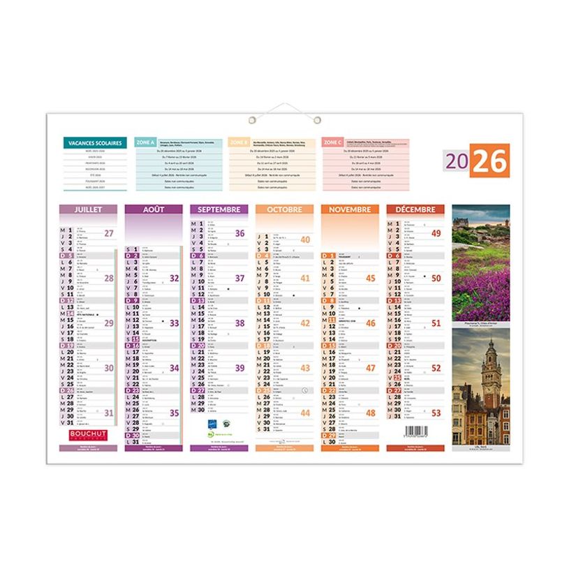 3592930028812-Calendrier bancaire année civile BOUCHUT "4 Saisons" 40,5 x 55 cm Pefc 70 %-P_12229_2-2