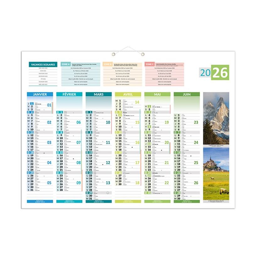 3592930028812-Calendrier bancaire année civile BOUCHUT "4 Saisons" 40,5 x 55 cm Pefc 70 %-P_12229_3-3