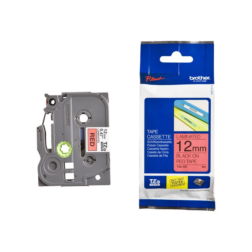 4977766052078-Brother TZe431 - Ruban d'étiquettes auto-adhésives - 1 rouleau (12 mm x 8 m) - fond rouge é-P_12431_1-3