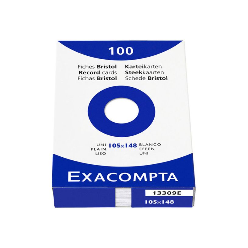 3130630133094-Exacompta - Pack de 100 Fiches Bristol - 10 x 14.8 cm - unies - non perforées - blanc-P_13309_1-0