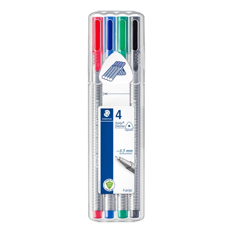 4007817334140-STAEDTLER triplus 334 - 4 feutres fins - 0.3 mm - noir. rouge. bleu. vert-P_13344_1-0