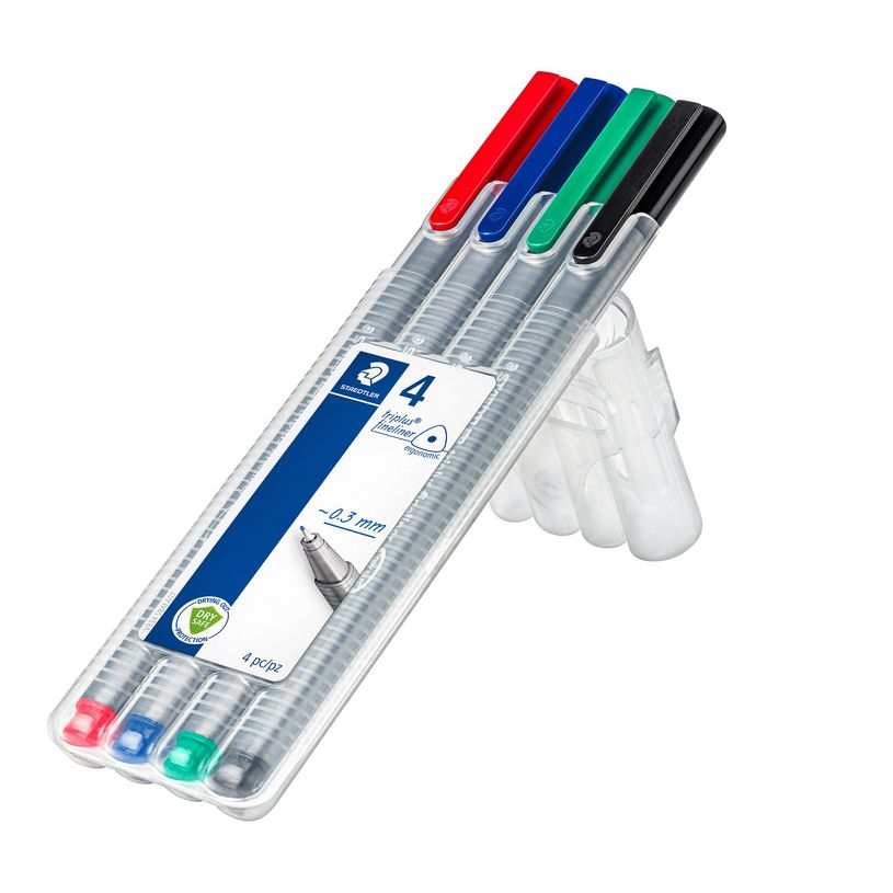 4007817334140-STAEDTLER triplus 334 - 4 feutres fins - 0.3 mm - noir. rouge. bleu. vert-P_13344_2-1