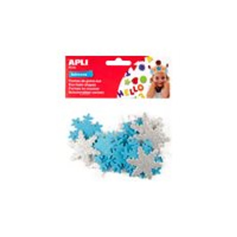 8410782134886-APLI kids - 22 Adhésif décoratif mousse - flocons - argenté(e), bleu clair-P_13488_1-0