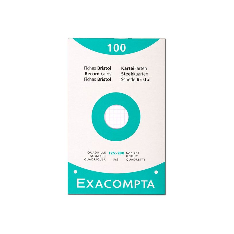 3130630136033-Exacompta - Pack de 100 Fiches Bristol - 12,5 x 20 cm - petits carreaux - perforées - blanc-P_13603_1-2