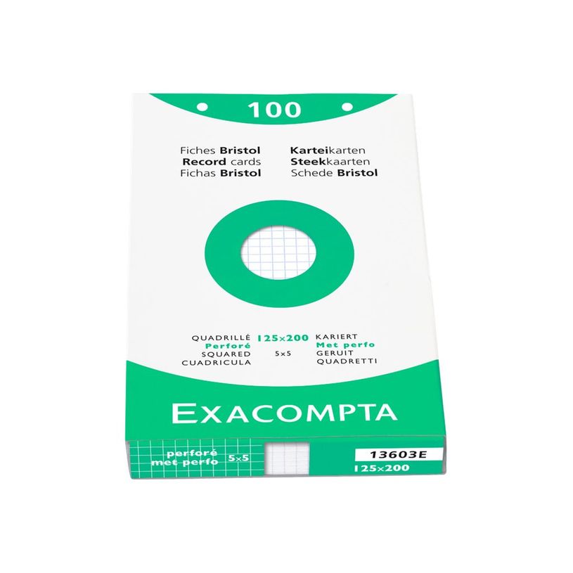 3130630136033-Exacompta - Pack de 100 Fiches Bristol - 12,5 x 20 cm - petits carreaux - perforées - blanc-P_13603_2-1