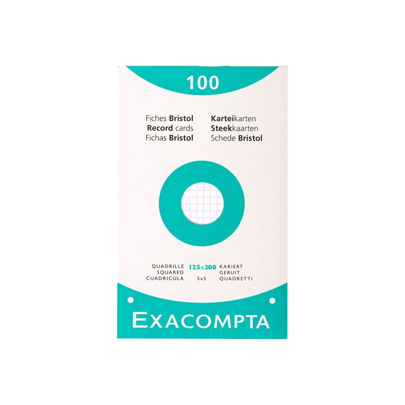 3130630136033-Exacompta - Pack de 100 Fiches Bristol - 12,5 x 20 cm - petits carreaux - perforées - blanc-P_13603_3-0