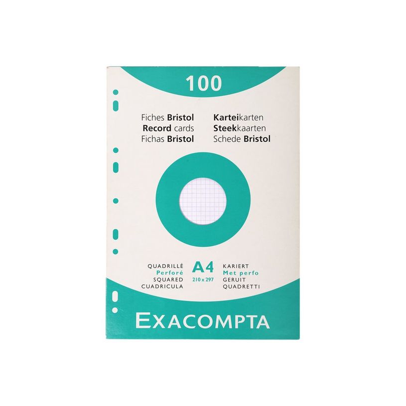 3130630136064-Exacompta - Pack de 100 Fiches Bristol - A4 - petits carreaux - perforées - blanc-P_13606_2-0
