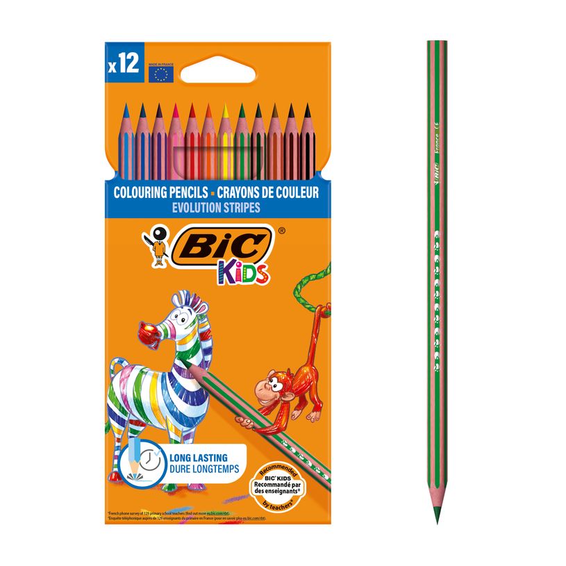 3086123499102-BIC KiDS Evolution Stripes - 12 Crayons de couleur - couleurs assorties-P_14885_1-0