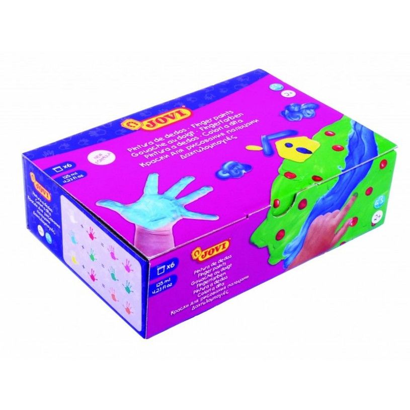 8412027000710-JOVI - Jeu de peinture pour doigts - 6 couleurs - rouge, bleu clair, jaune, brun foncé, blanc, v-P_15510_1-0