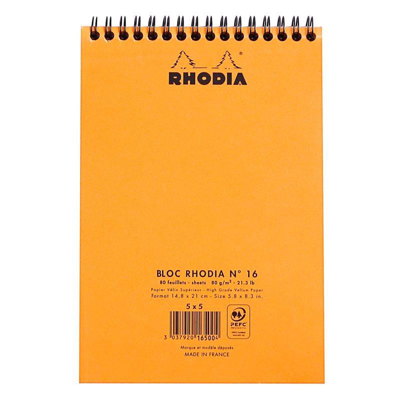 3037920165004-Rhodia Classic - Bloc notes à spirales - A5 - 80 pages - petits carreaux - à spirales-P_16500_2-1