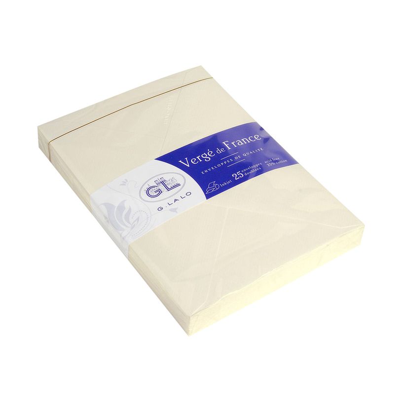 3140290208162-G.LALO Vergé de France - 25 Enveloppes -162 x 229 mm - ivoire-P_20816_1-0