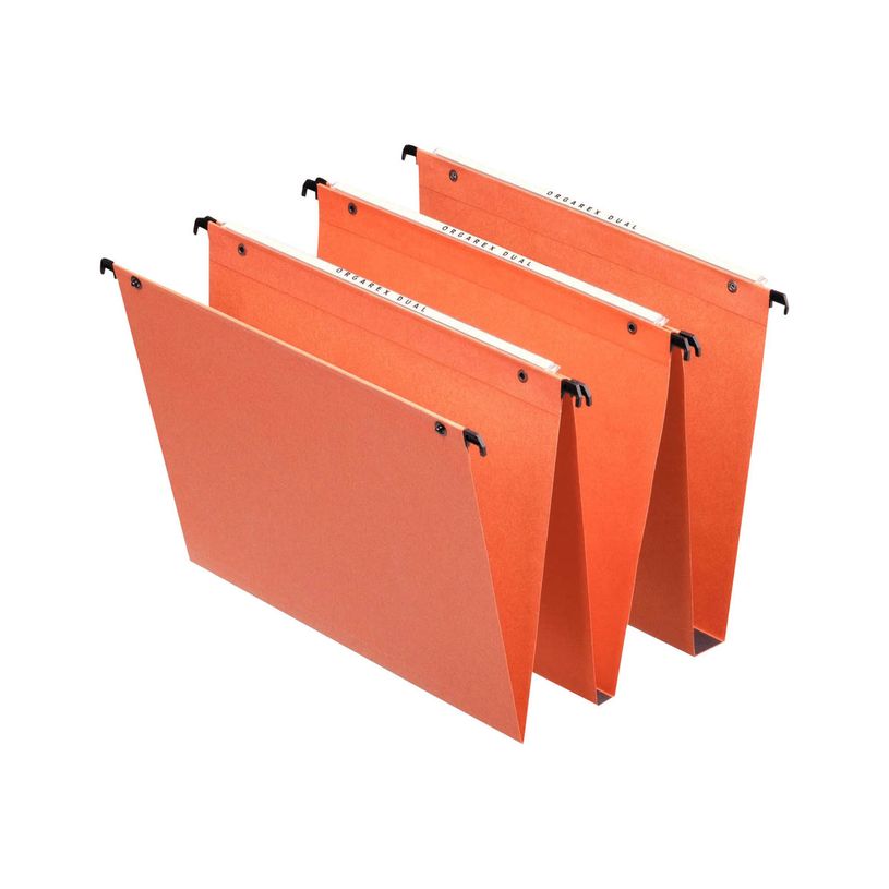 3249440216337-Esselte Dual - 25 Dossiers suspendus pour tiroirs - fond 30 mm - orange-P_21633_1-0