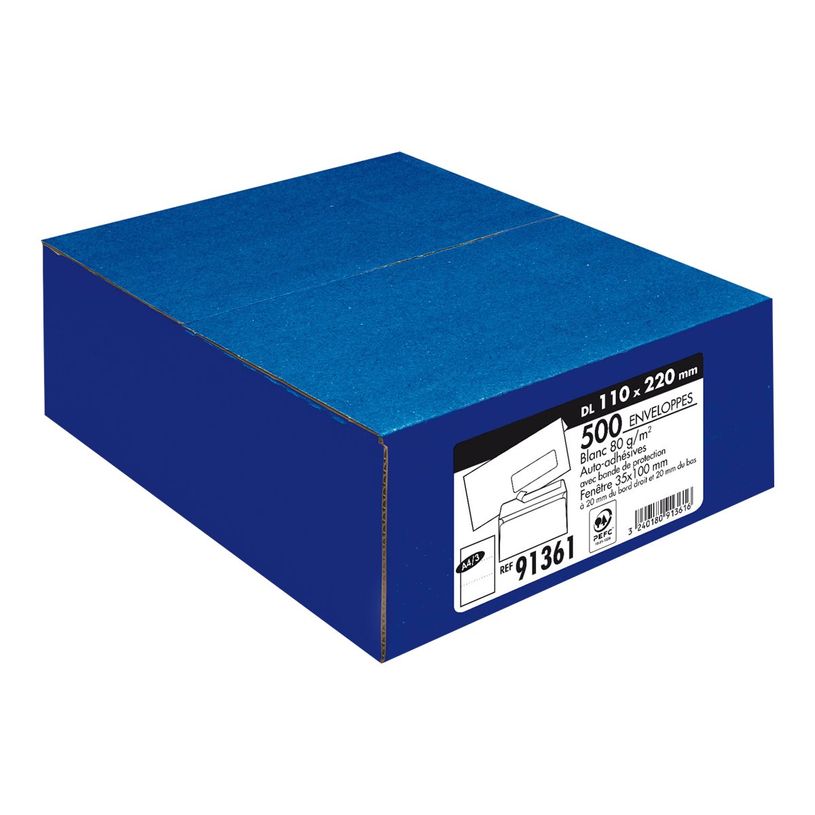 3240180101600-La Couronne - 500 Enveloppes DL 110 x 220 mm - 80 gr - fenêtre cristal 35x100 mm - blanc - ba-P_23403_2-1