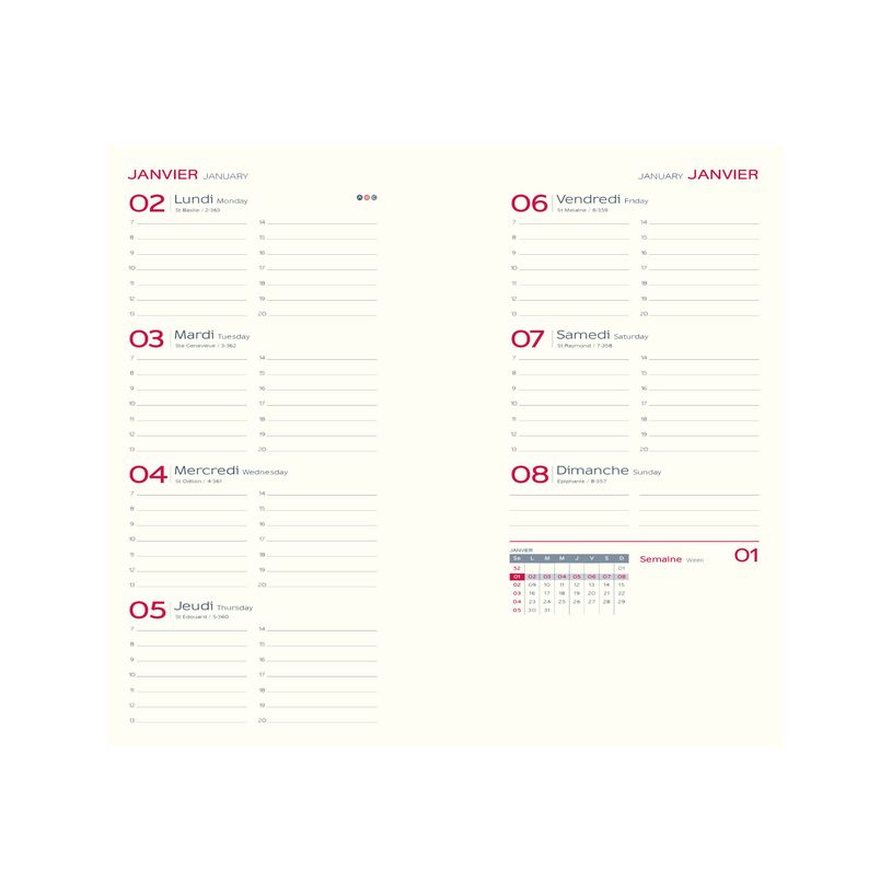 3147281254450-Agenda de poche Classique - 1 semaine sur 2 pages - 9 x 17 cm - disponible dans différentes c-P_25445_1-5