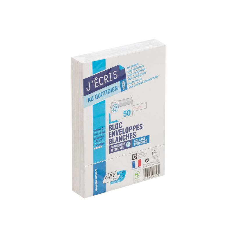 3250650066124-GPV - 50 Enveloppes précasées C6 114 x 162 mm - blanc - bande auto-adhésive-P_25988_1-0