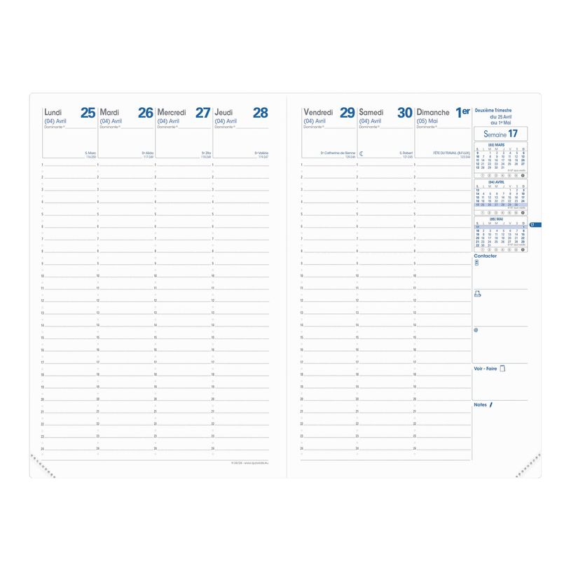3371010126057-Quo Vadis - Agenda avec répertoire - H24/24 - Semainier Planning - Français - Impala - Noir - 13 mois de décembre à décembre - 16x24 cm - Papier Clairefontaine blan-P_27104_2-4