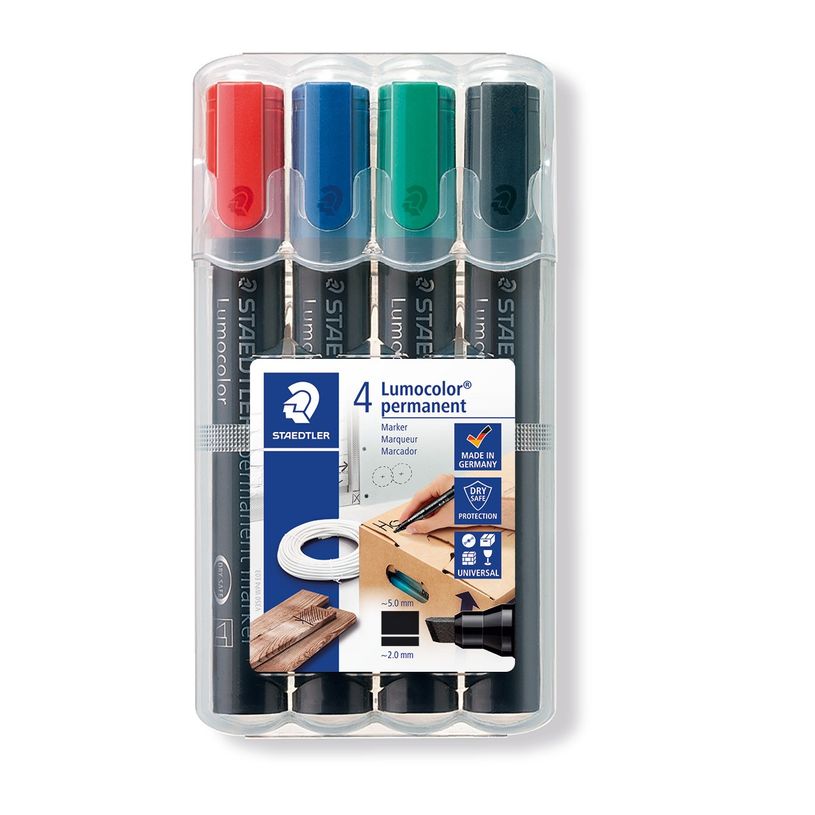 4007817350010-STAEDTLER Lumocolor 350 - Pack de 4 marqueurs permanents - pointe biseau - couleurs assorties-P_35024_1-0