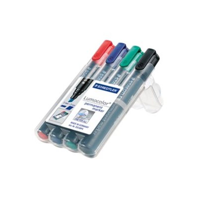 4007817350010-STAEDTLER Lumocolor 350 - Pack de 4 marqueurs permanents - pointe biseau - couleurs assorties-P_35024_5-4