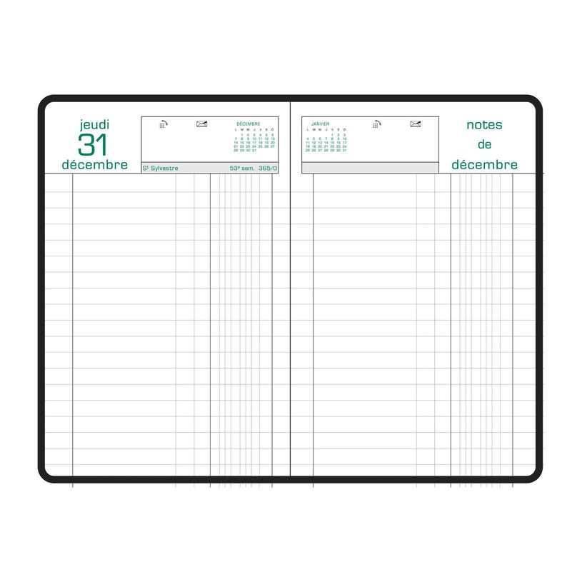 3660942007740-Agenda de bureau Couronne - Euros et Cents - 1 jour par page - 11 x 17 cm - noir - Exacompta-P_38471_4-4