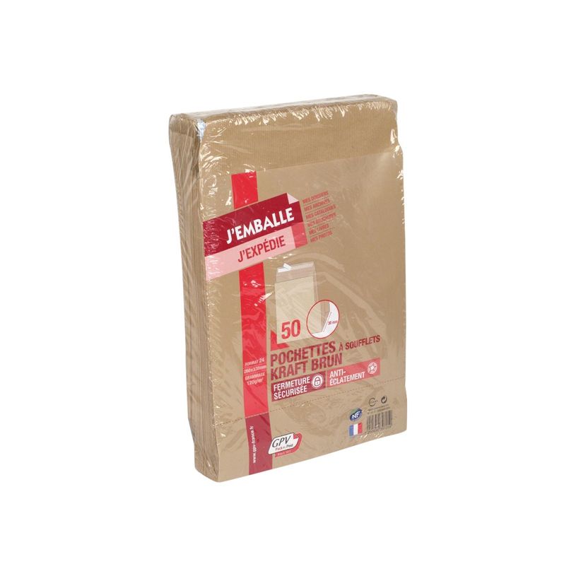 3250650397259-GPV Pack'n Post - 50 Pochettes kraft à soufflets 260 x 330 mm - 120 gr - bande auto-adhésive-P_39725_1-0